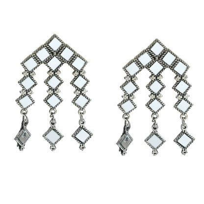Mominos Fashion Johar Kamal Oxidised Silver-Plated Alloy Finish Mirror Choker For Women