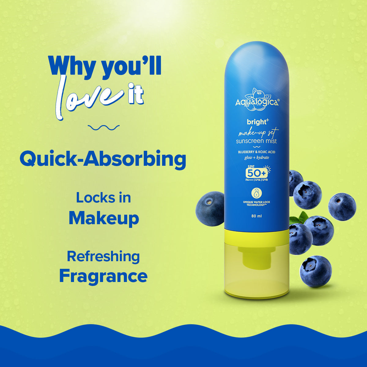 Aqualogica Bright+ Makeup-Set Sunscreen Mist SPF 50+ PA++++ - 80 ml