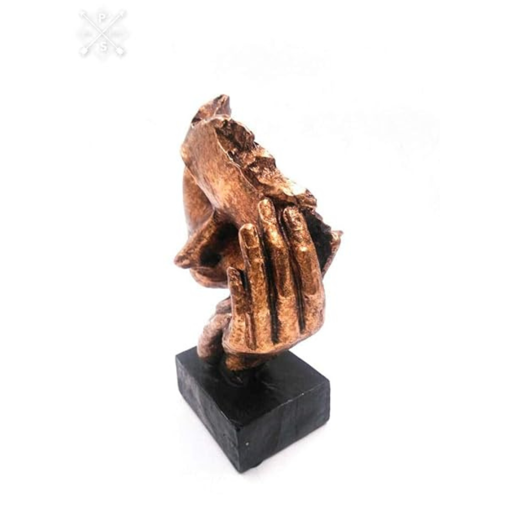Indicast Porcelain Modern Human Faces Statue Table Desk Decor Copper Handcrafted Thinking Human Face Decorative Showpiece