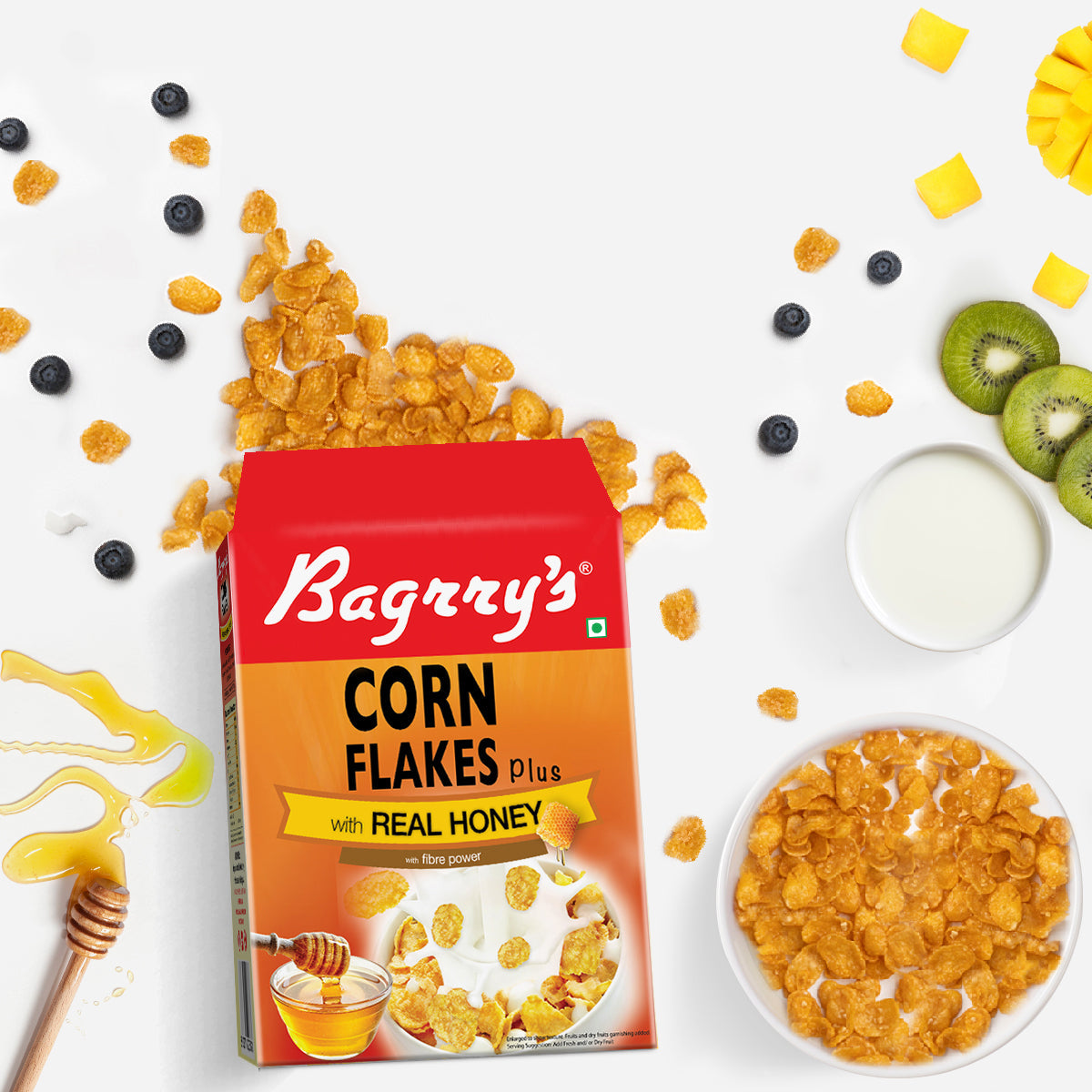 Bagrry's Corn Flakes Plus - Real Honey - 300 gms (pack of 2)