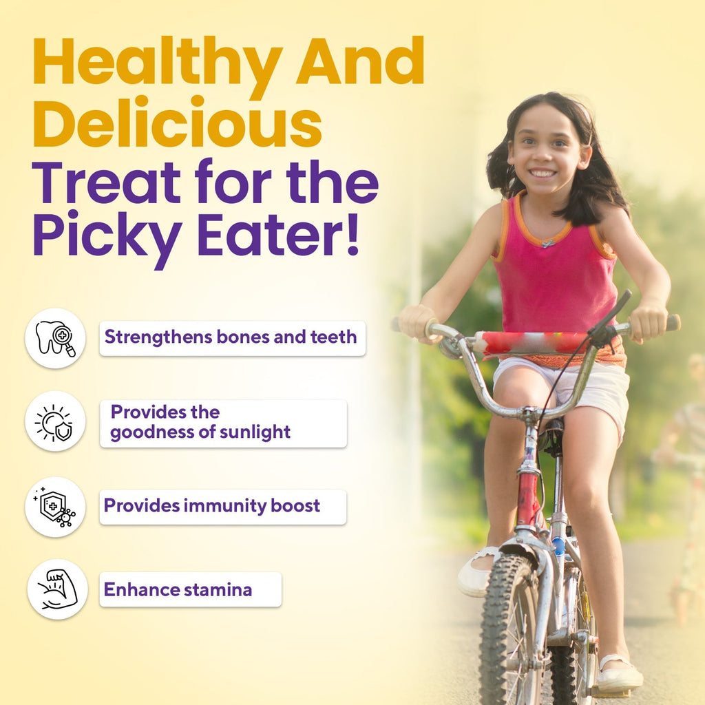 Zingavita Calcium and Vitamin D Gummies for Kids for Stronger Bones and Teeth - 60 gummies