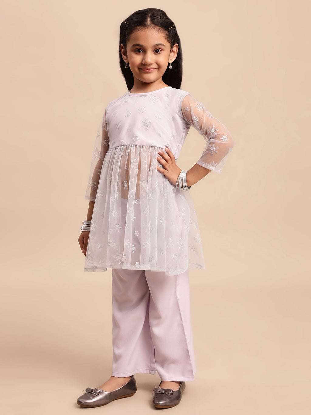 Ahalyaa Blue Net Straight Kurta Sets