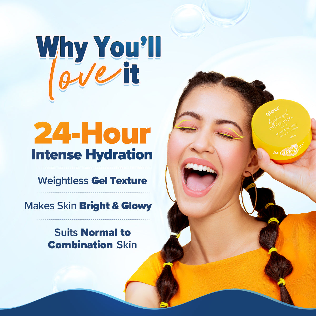Aqualogica Glow+ Hydra Gel Moisturizer with Vitamin C & Papaya - 100 gms