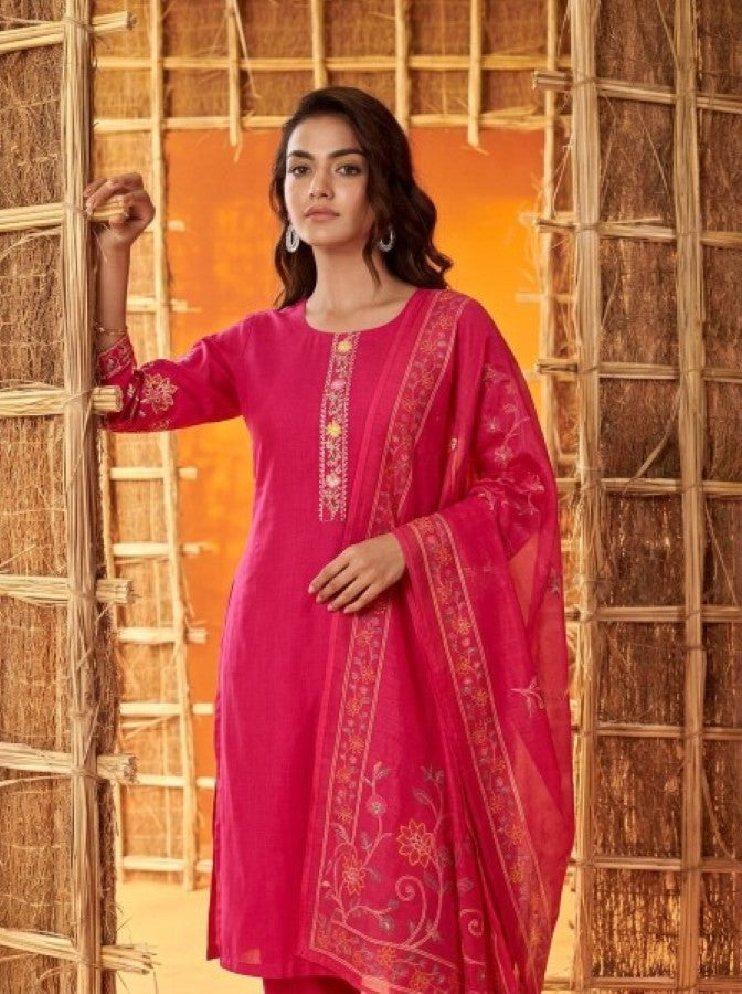 Anaita Pink Readymade Suit with Embroidery Work