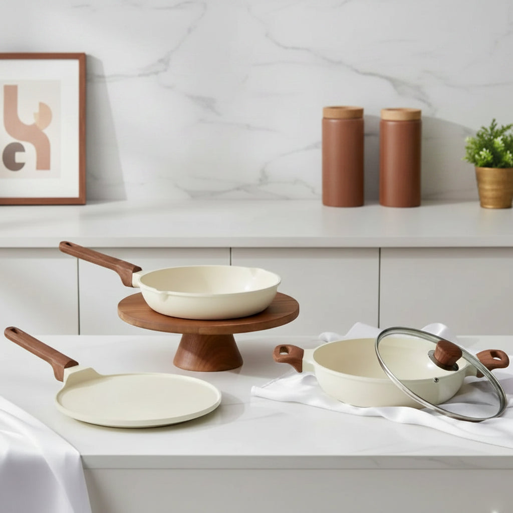 Vinod Di Casa Signature Ceramic Non-Stick Cookware Set of 3 Induction Bottom