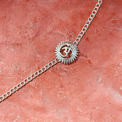 trueBrowns 925 Sterling Silver Om Silver Chain Rakhi