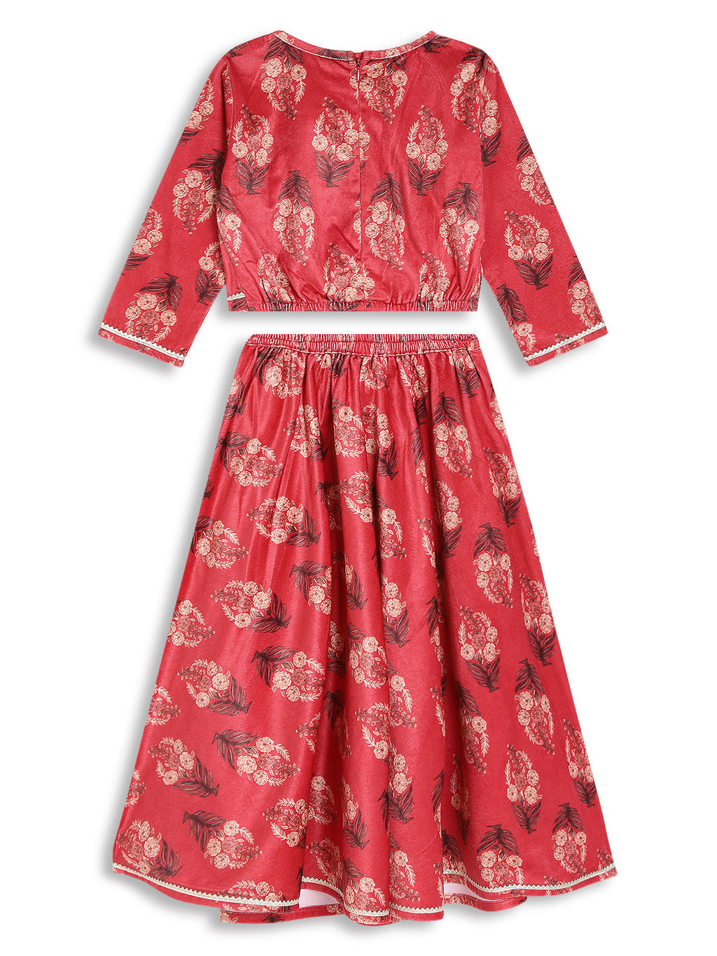 Ahalyaa Girls Floral Printed Velvet Ready to Wear Kids Lehenga Choli