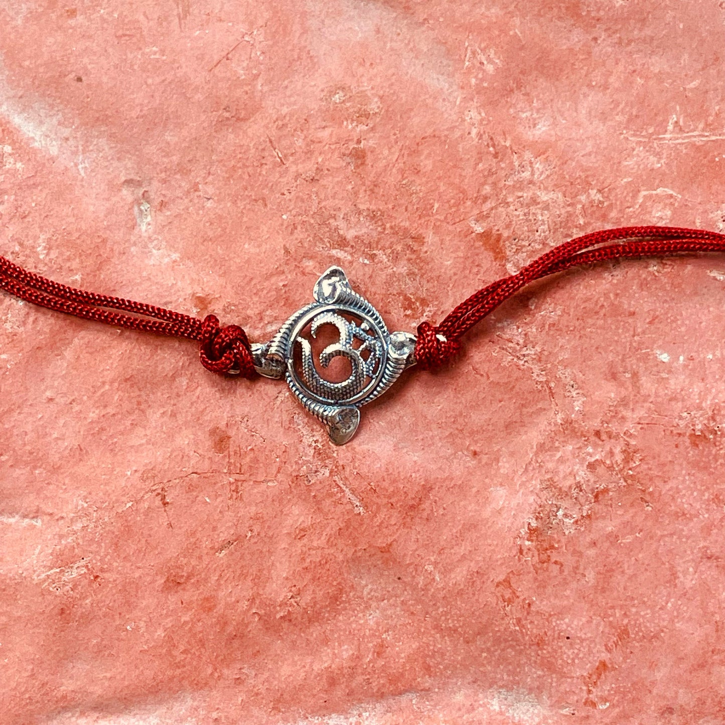 trueBrowns 925 Sterling Silver Textured Om Thread Rakhi