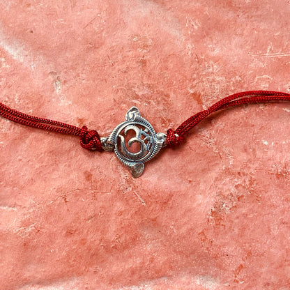 trueBrowns 925 Sterling Silver Textured Om Thread Rakhi
