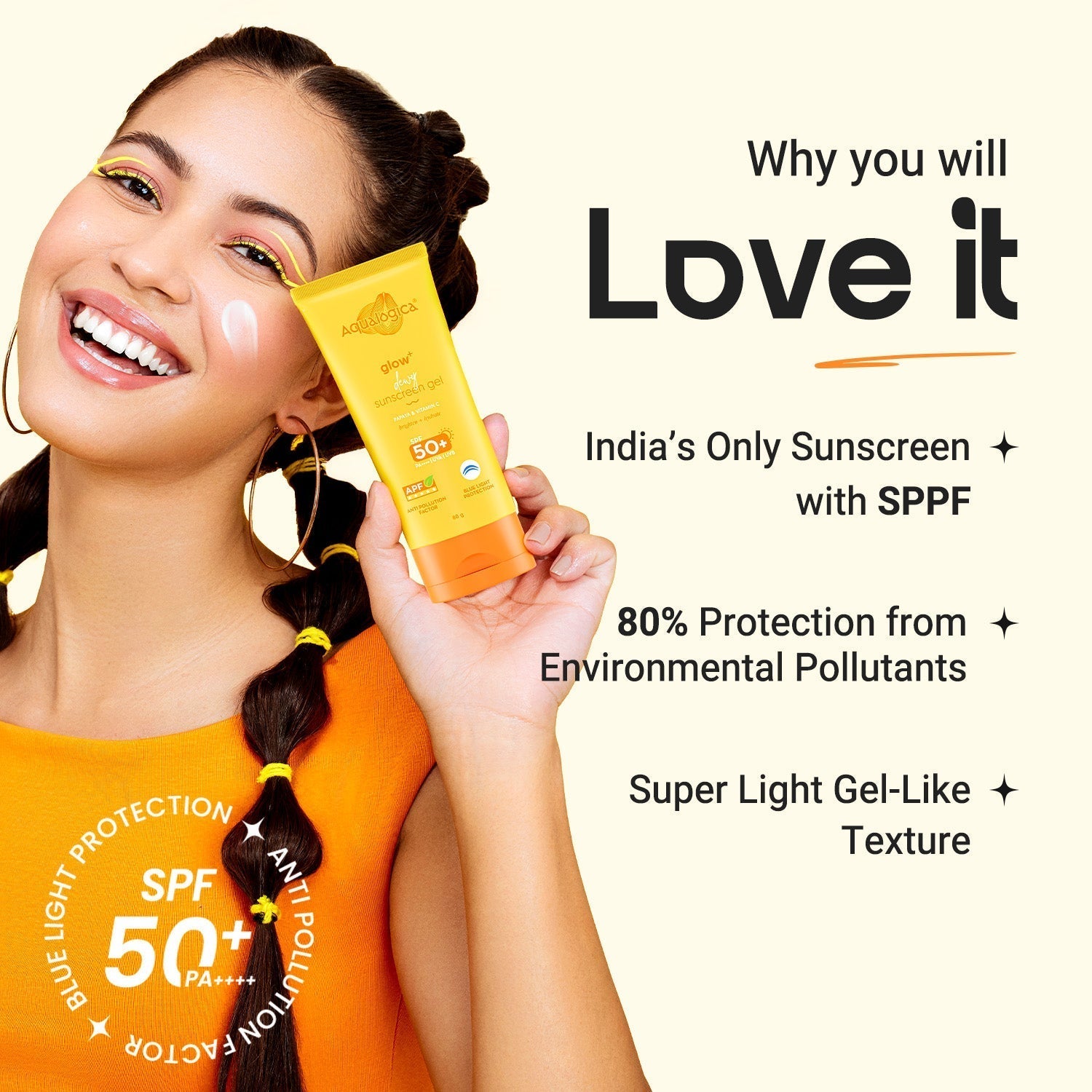 Aqualogica Glow+ Dewy Sunscreen SPF 50+ PA++++ - 80 gms