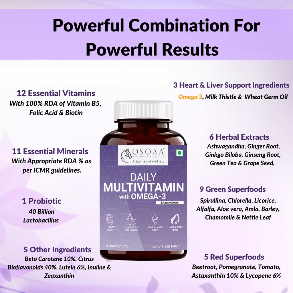 Osoaa Vitamin D3 K2 (MK7) B12 & Ashwagandha & Daily Multivitamin Combo