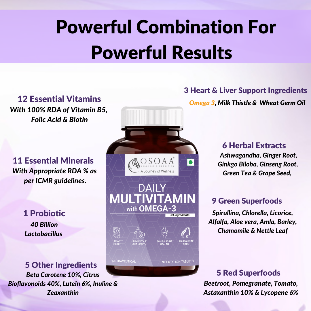 Osoaa Vitamin D3 K2 (MK7) B12 & Ashwagandha & Daily Multivitamin Combo
