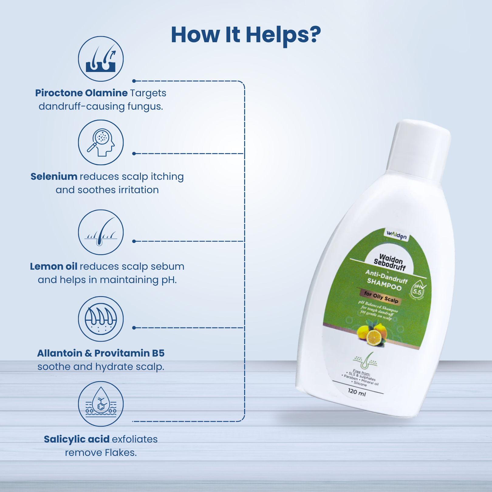 Adon Waidon Sebodruff Anti Dandruff Shampoo For Oily Scalp- 120 ml