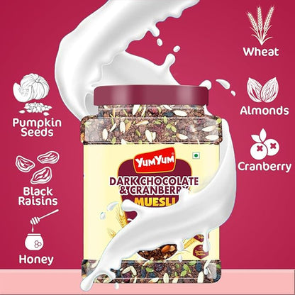 Yum Yum Dark Chocolate & Cranberry Muesli Jar