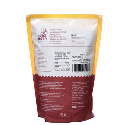 Pure & Sure Organic Toor Dal - 500 gm