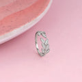 Silver Zircon Leaf Ring