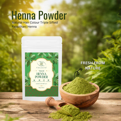 Velleja Herbal Henna Powder for Natural Hair Colour | Enriched with Amla, Bhringraj & Shikakai