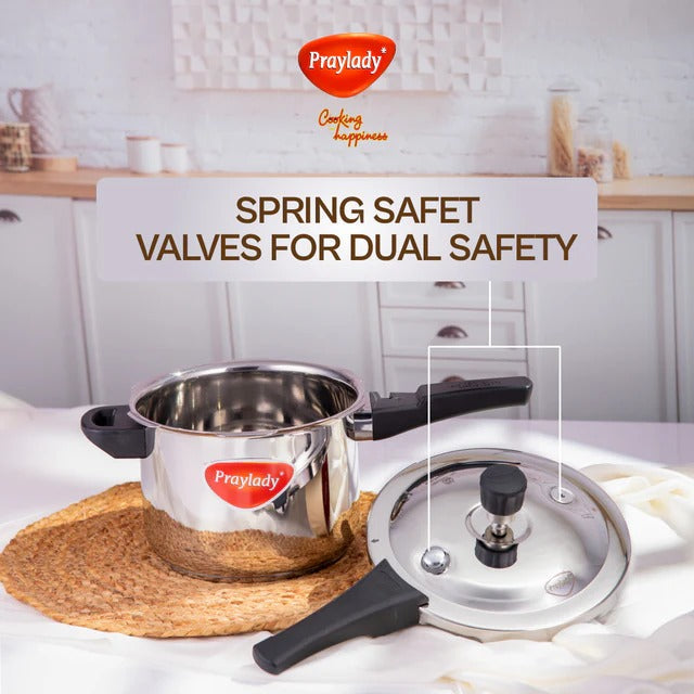 PrayLady Sleek Stainless Steel Pressure Cooker Induction Base