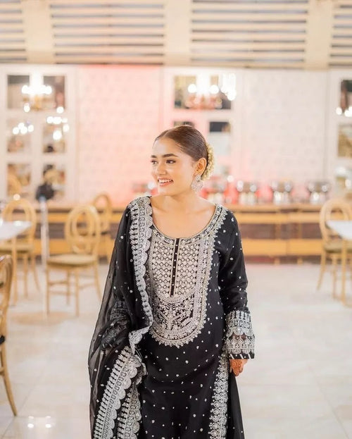 Bollywood Style Faux Georgette Top Sharara With Dupatta