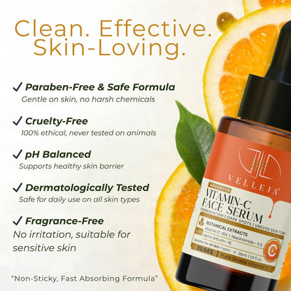 Velleja 15% Vitamin C Brightening Serum | Advanced Dark Spot & Pigmentation Corrector