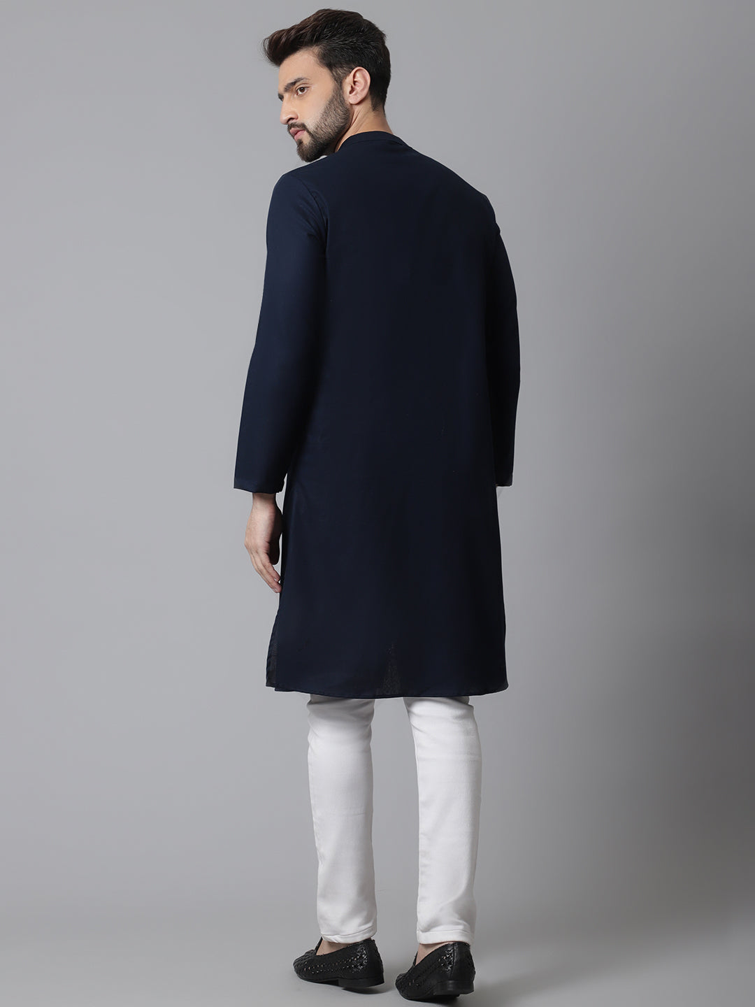 Indian Clothing Even Apparels Blue Sherwani Kurta With Asymetrical Cut