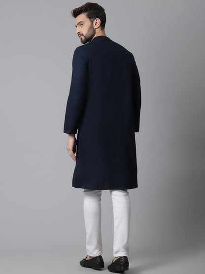 Indian Clothing Even Apparels Blue Sherwani Kurta With Asymetrical Cut