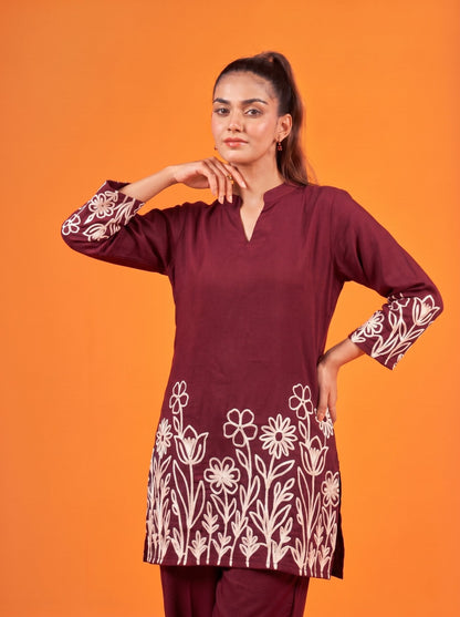 Anaita Maroon Stylish Readymade Co-Ords Set