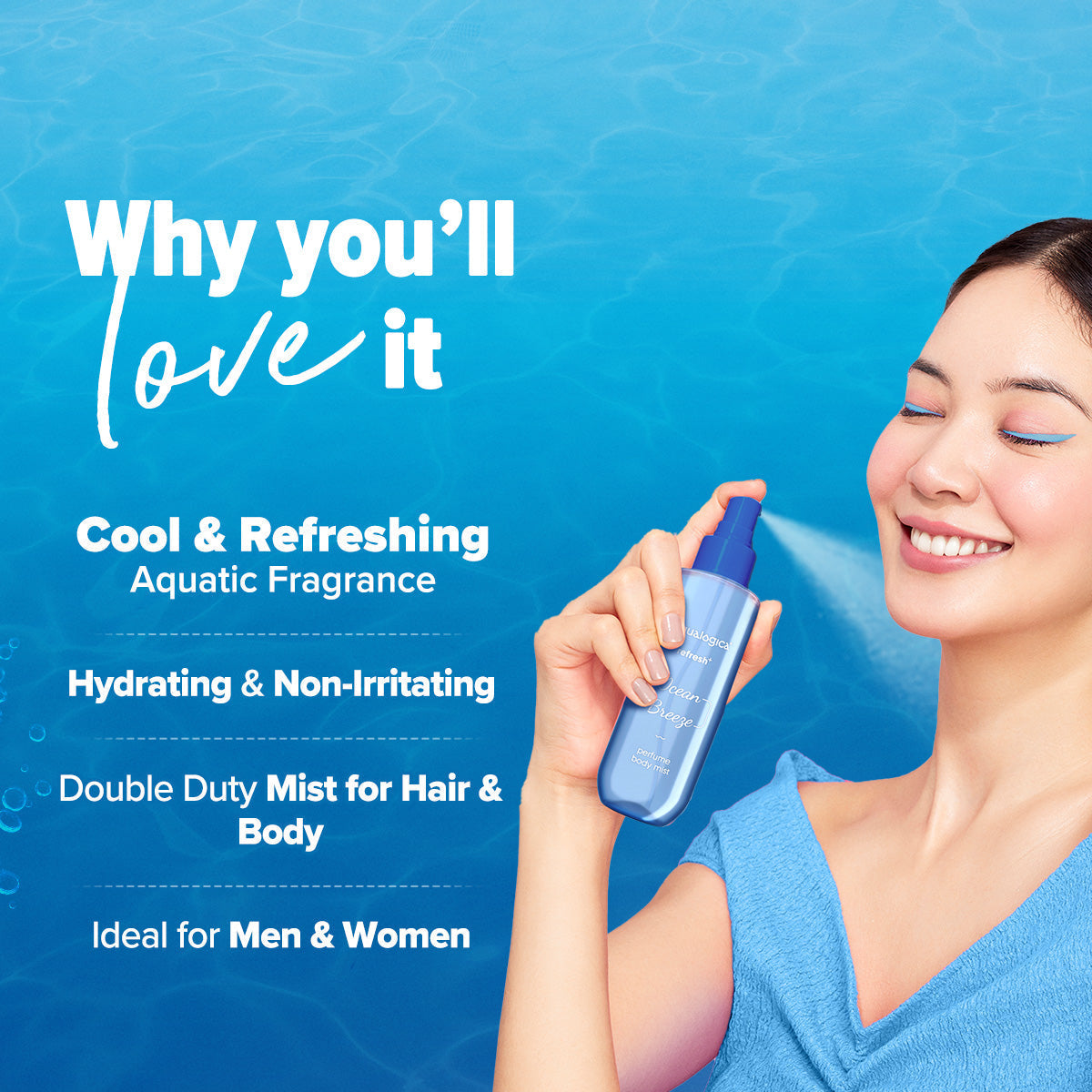 Aqualogica Refresh+ Perfume Body Mist Ocean Breeze - 150 ml