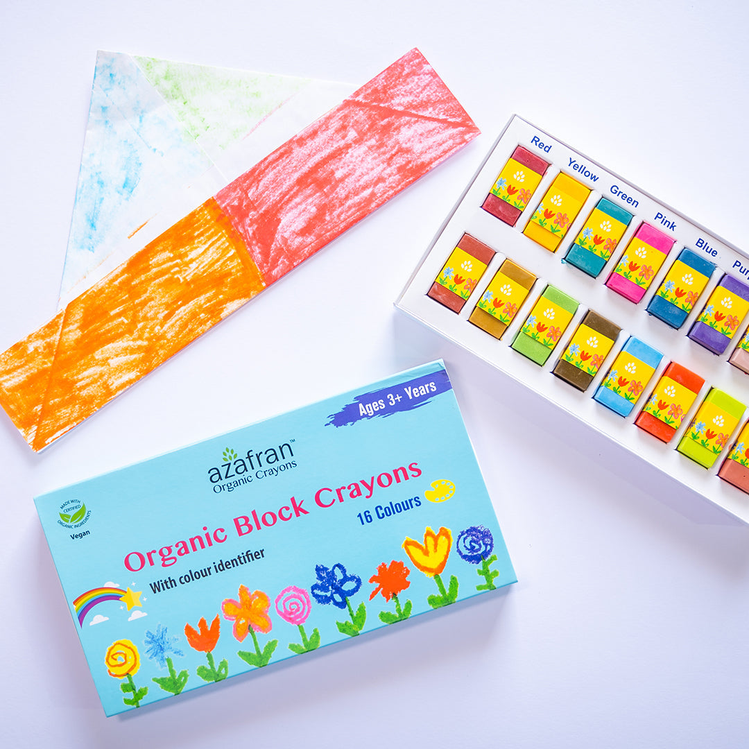 Azafran Organic Block Crayons (16 Colors) - 120 gms