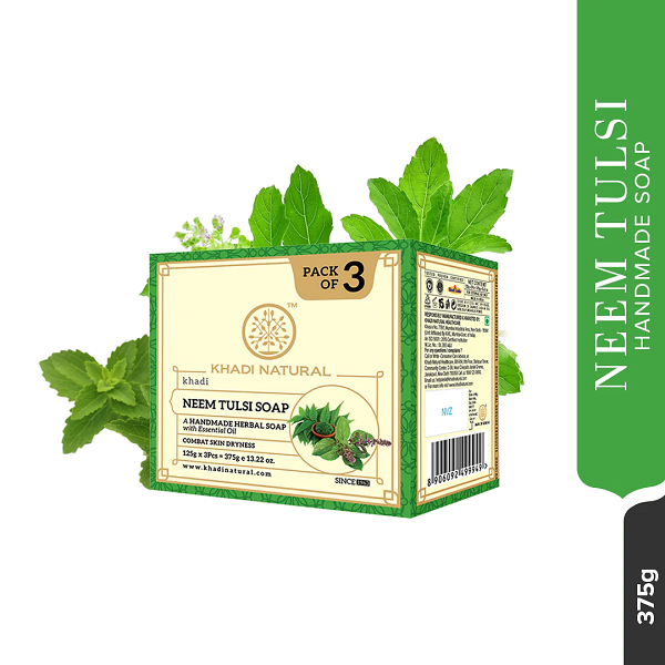 Khadi Natural Neem Tulsi Soap (Pack of 3) (375 g)