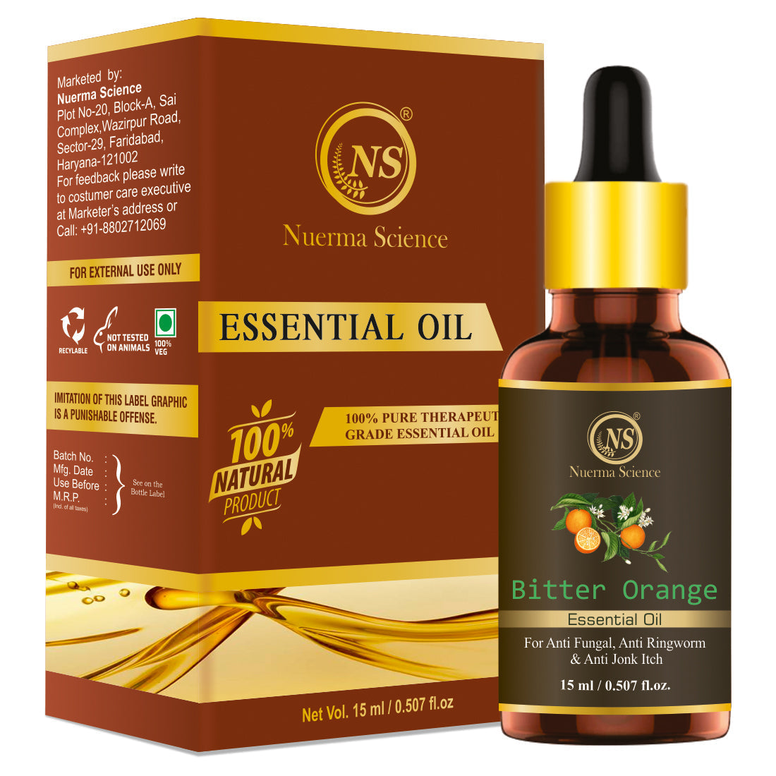 Nuerma Science Bitter Orange Essential Oil For Anti Fungal & Aromatherapy