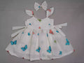 Off White Cotton Frock with Butterfly Embroidery Work