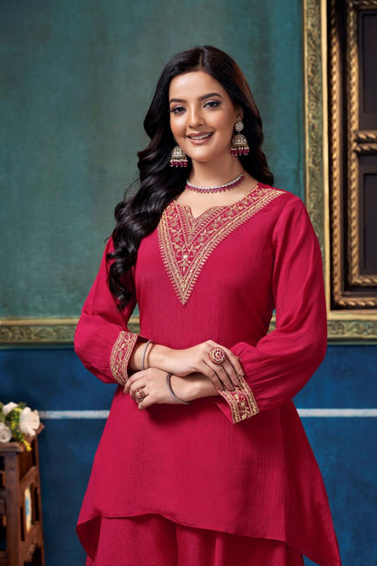 Anaita Pink Readymade Suit with Coding Work