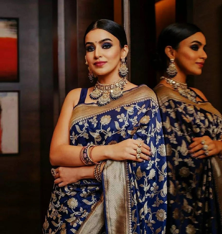 Soft Lichi Silk Saree With Blouse