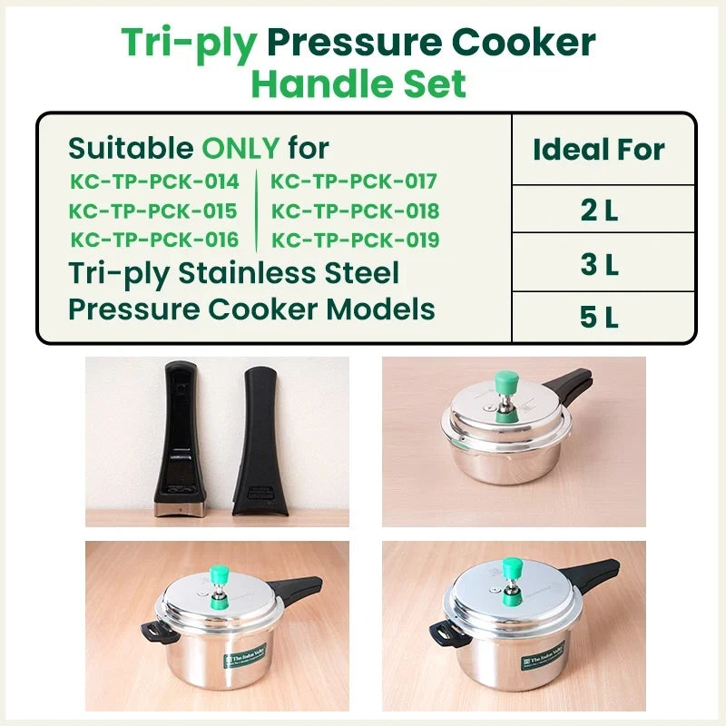 The Indus Valley Triply Outer Lid Pressure Cooker Body & Lid Handle Set -2.0L, 3.0L & 5.0L