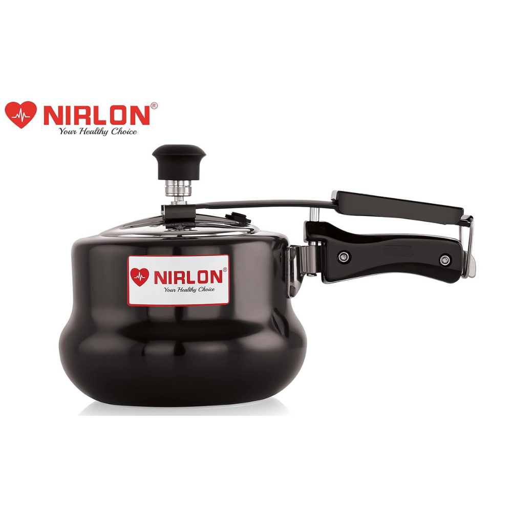 Nirlon Induction and Gas Compatible Hard Anodised Handi Shape Inner Lid Aluminium Pressure Cooker, 3 Litre, Black