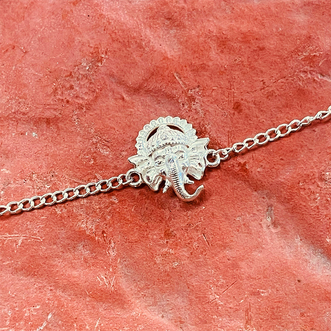 trueBrowns 925 Sterling Silver Ganesh Idol Silver Chain Rakhi