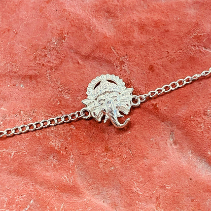 trueBrowns 925 Sterling Silver Ganesh Idol Silver Chain Rakhi