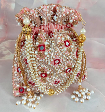Bridal Potli bag Designer Heavy artificial mirror Potli handmade purse