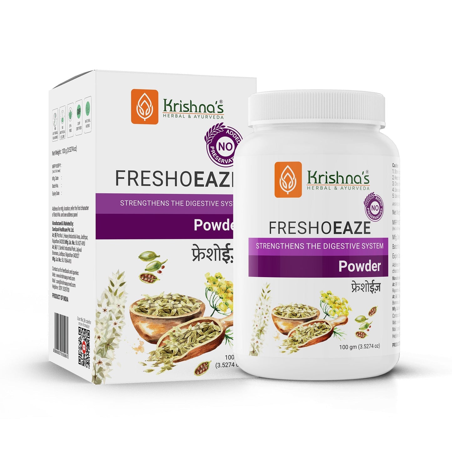 Krishna'S Herbal & Ayurveda Freshoeaze Powder