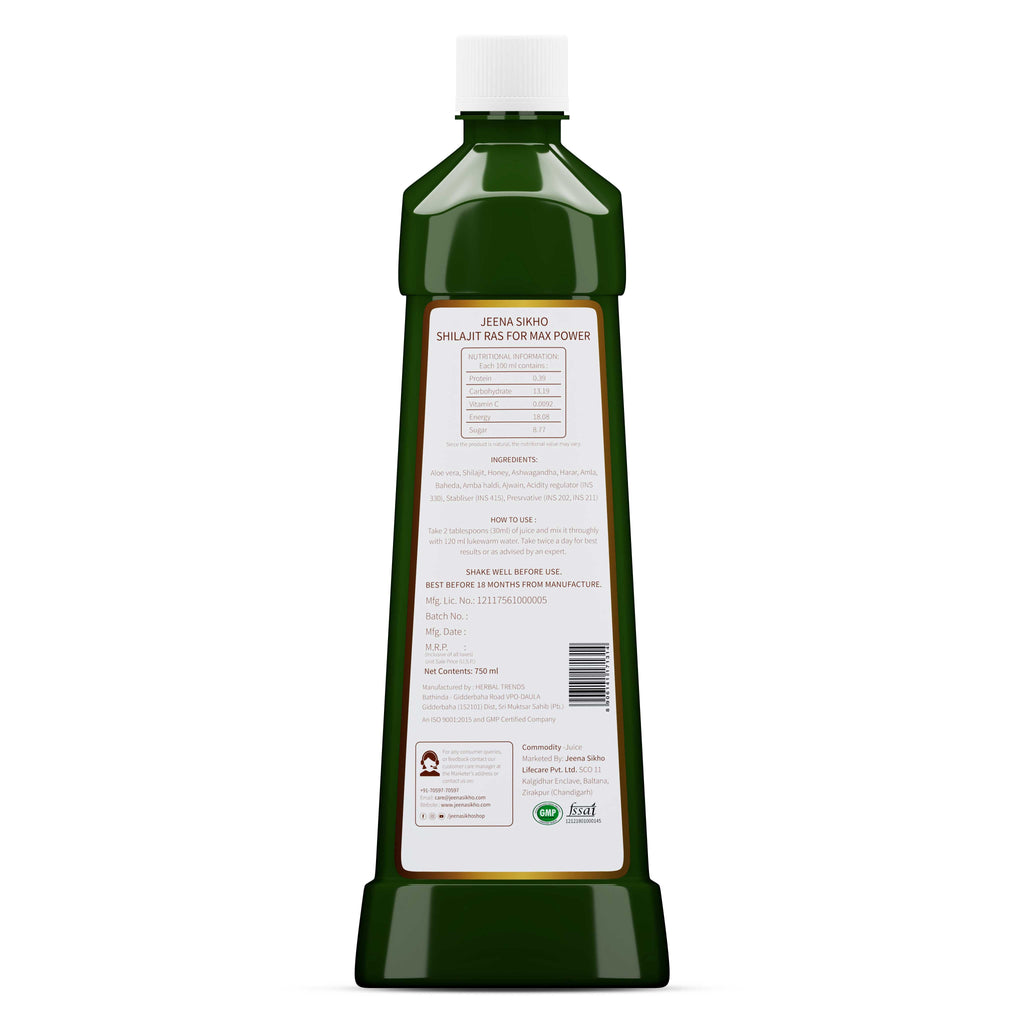 Jeena Sikho Shilajit Ras For Max Power Juice - 750 ml
