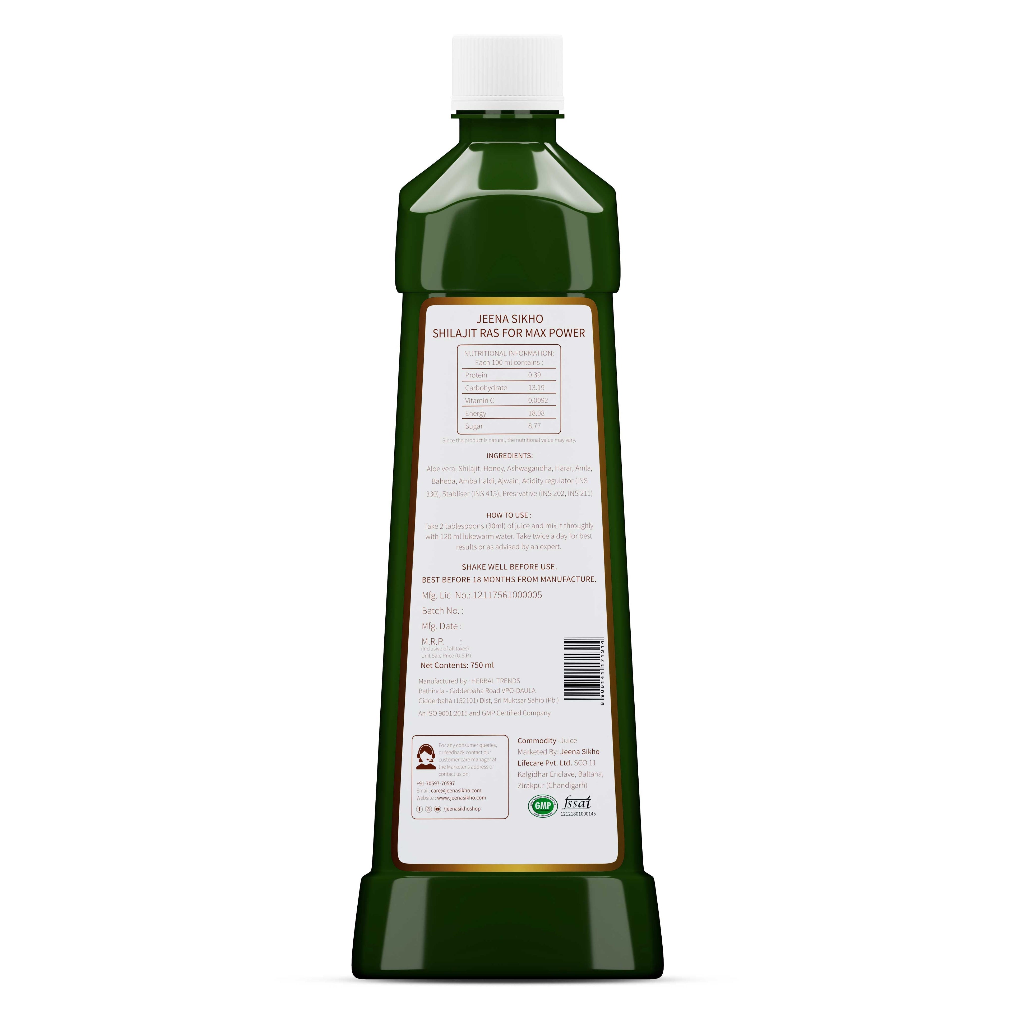 Jeena Sikho Shilajit Ras For Max Power Juice - 750 ml