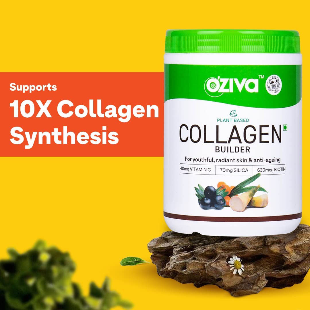 OZiva Plant Based Collagen Builder - 250 gm - Berry Orange