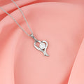 Silver Zircon Curl Heart Necklace with Link Chain