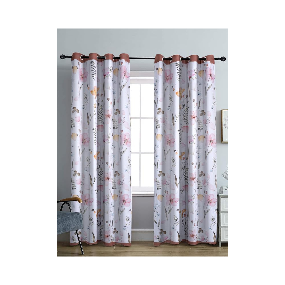 Cortina Double Sided Printed Reversible Door Blackout Curtains 220 Gsm | Door-7 Feet | White | Wine