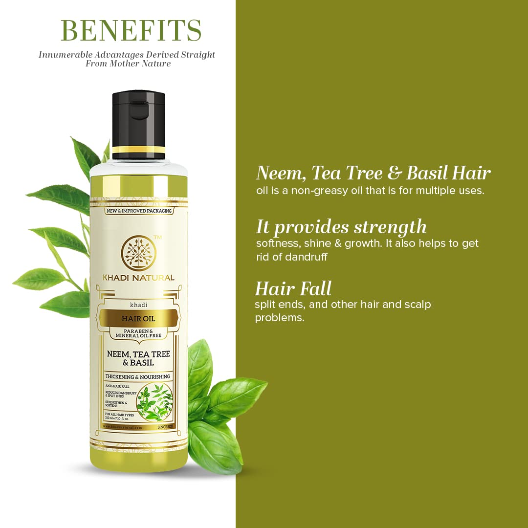 Khadi Natural Neem, Teatree and Basil Herbal Hair Oil