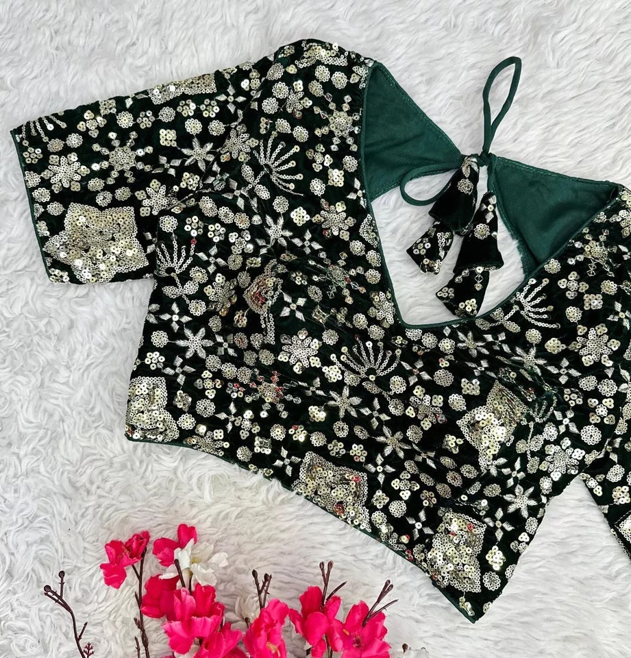 Pure Velvet Full Stitched Traditional Function Designer Blouse & Choli