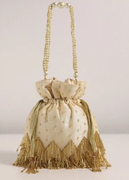 Designer Cream White Potli Bag