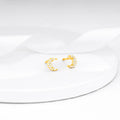 Golden Crescent Zircon Tiny Earrings