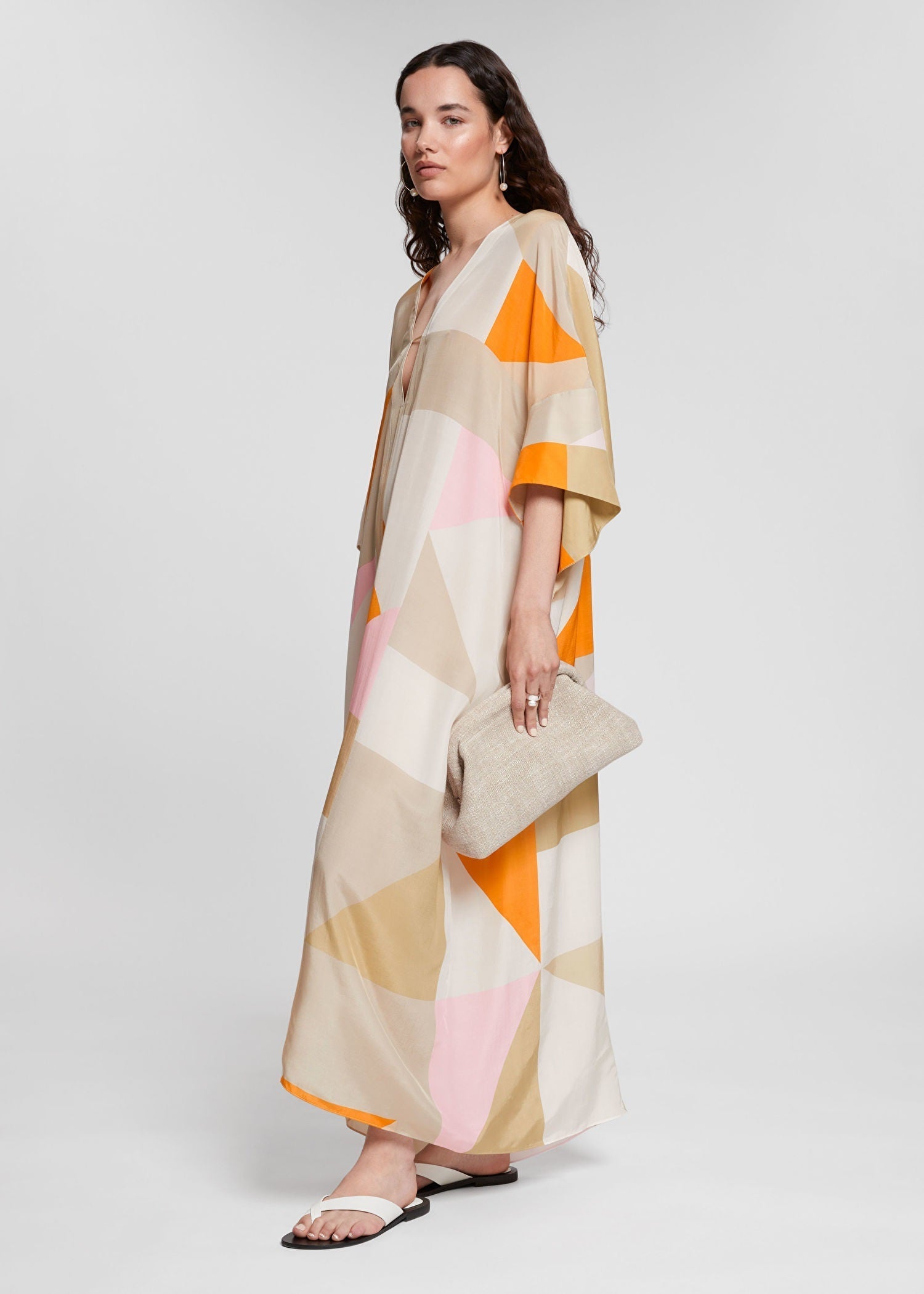 Soft Silk Crepe Beach Wear Women's Long Kaftan